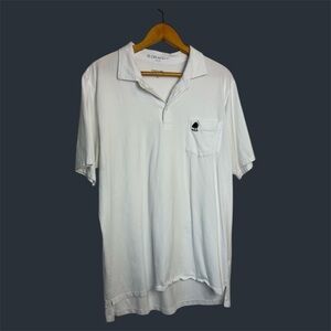 B.Draddy L White Mens Polo Shirt Pima Cotton Soft Natural Stretch Minimalist